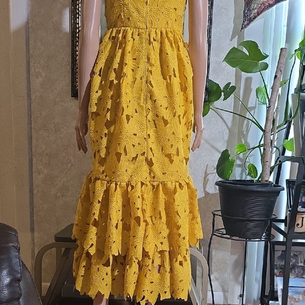 #58. ASOS Yellow Smocked Tiered Sundress. - Picture 2 of 6